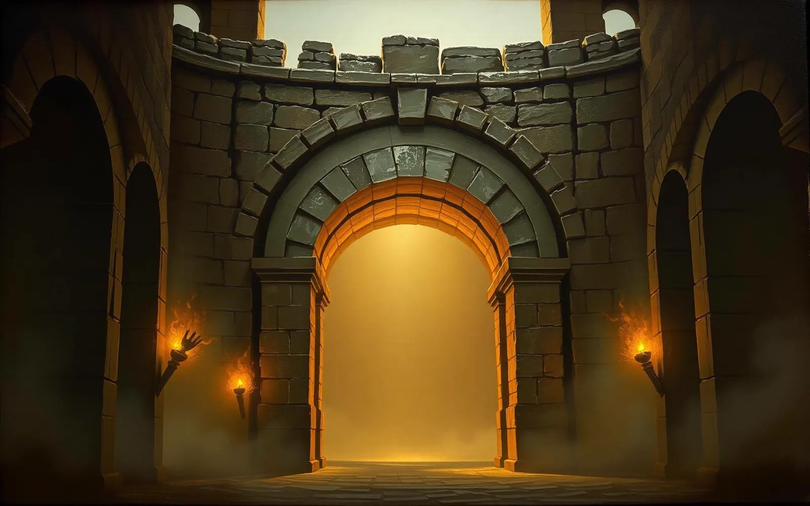 Coliseu de Valtheron ao entardecer, palco do pacto entre Humanos, Elfos e Orcs